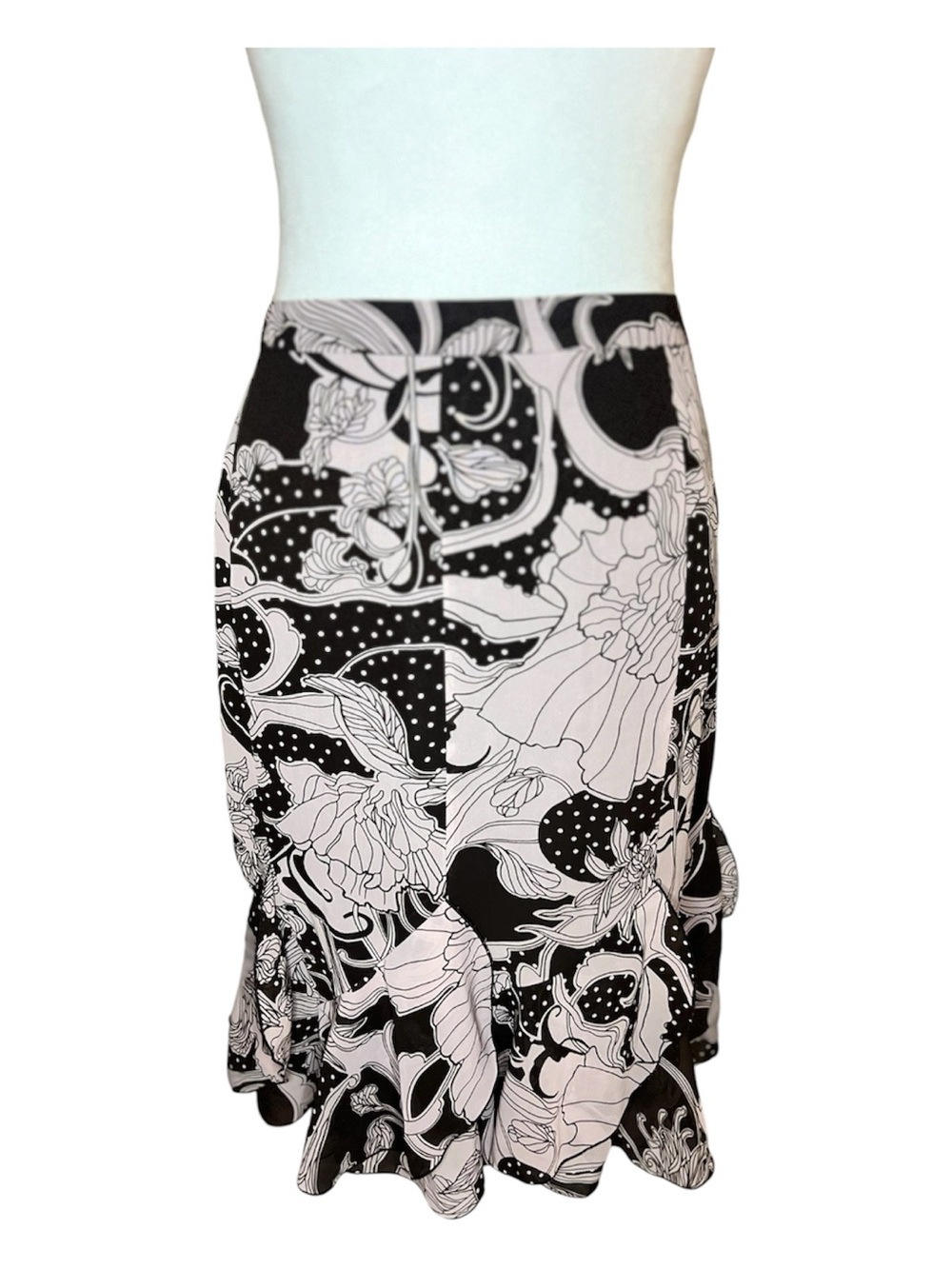 Bianca Nygard Brown and Pink Floral Midi Skirt - Elegant Flare